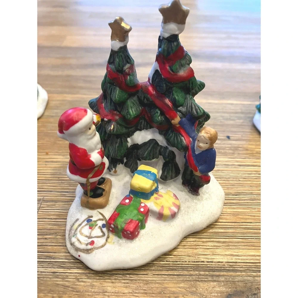 Cobblestone Corners Christmas Village 2003‎ Set of 4 Ceramic Buildings Vintage